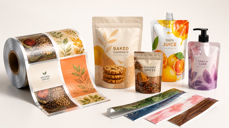 Flexible packaging products and printed film samples