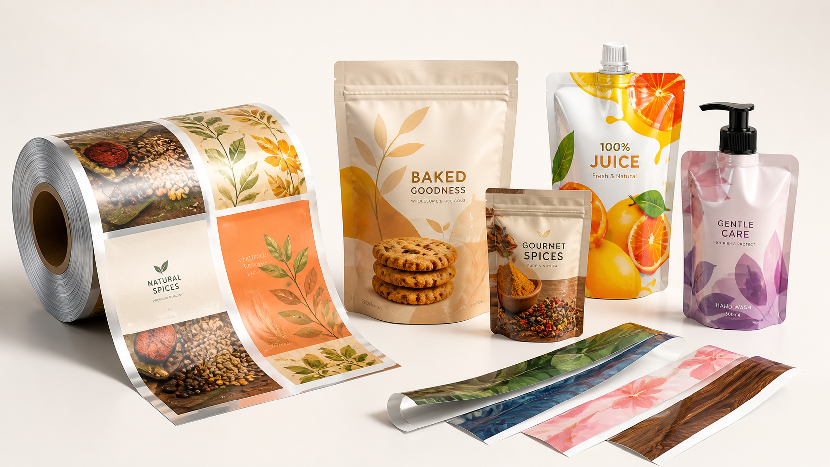 Flexible packaging products and printed film samples